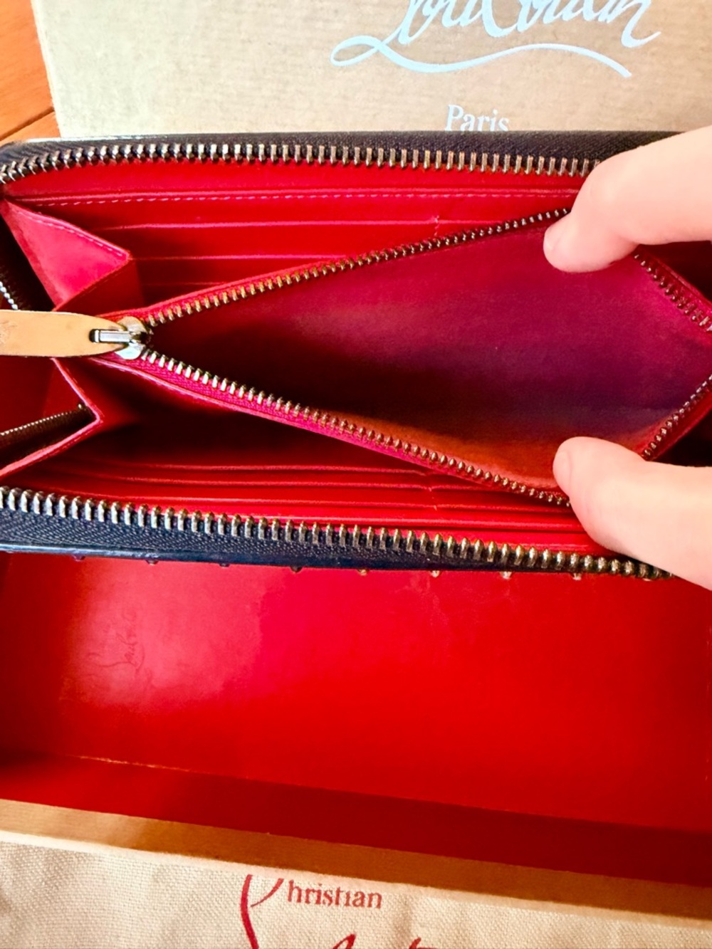 Louboutin Panettone Wallet,Black with Rainbow Spiked Studded Zip Around closure’ - Picture 12 of 16